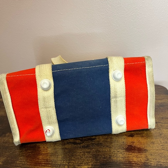 Vintage Colorblock Canvas Tote Bag Red, White, and Blue- Made in Japan - Picture 10 of 11